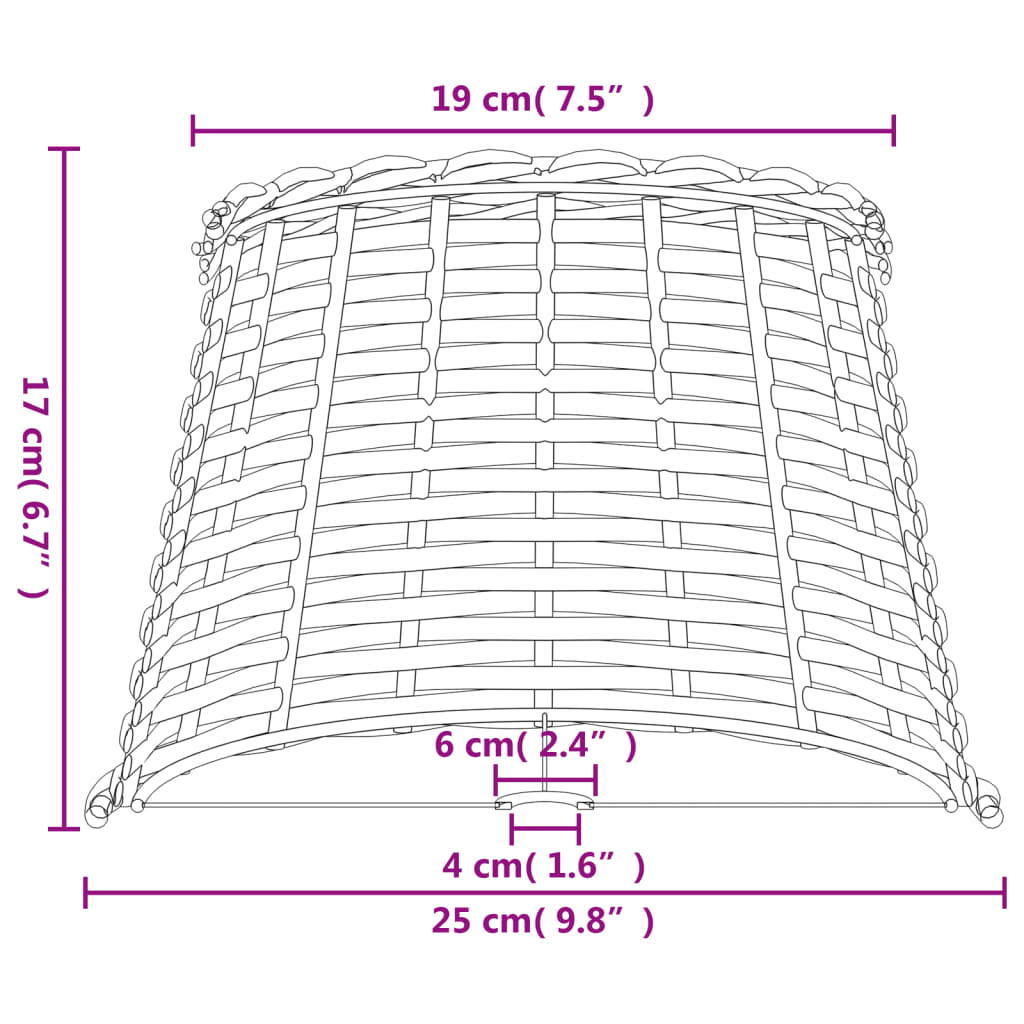 Lampenschirm Weiß Ø15x12 cm Korbweide