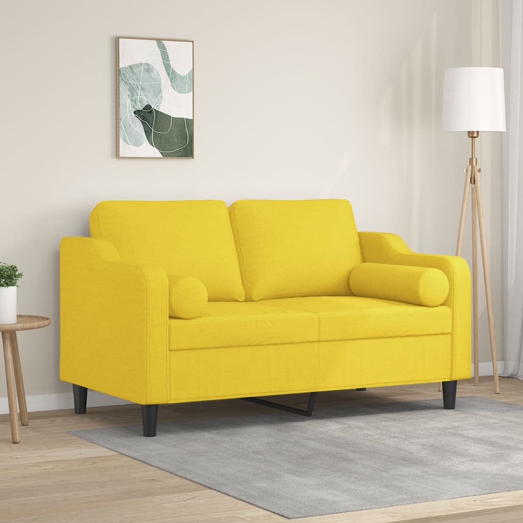 2-Sitzer-Sofa mit Zierkissen Braun 120 cm Stoff