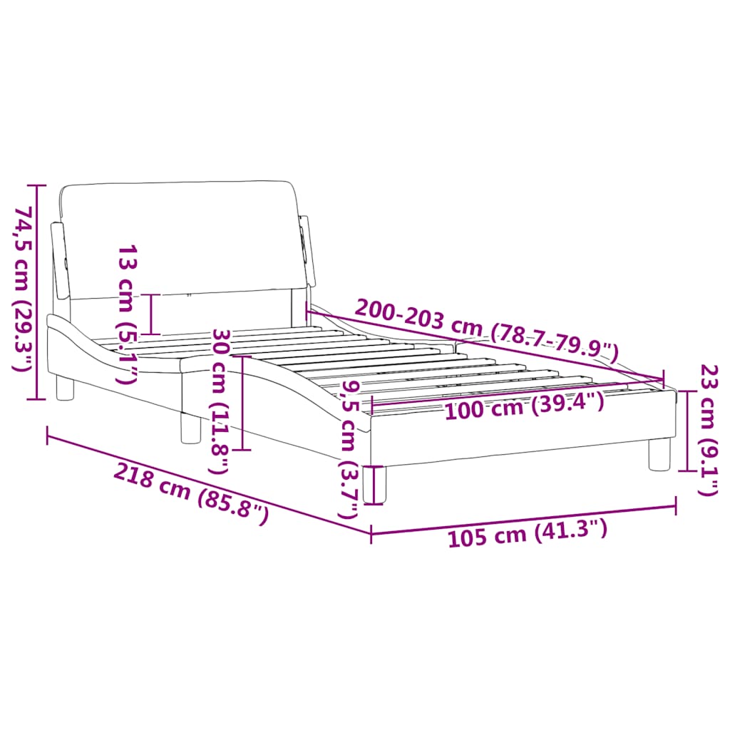 Bettgestell "Dover" Hellgrau 100x190 cm Samt