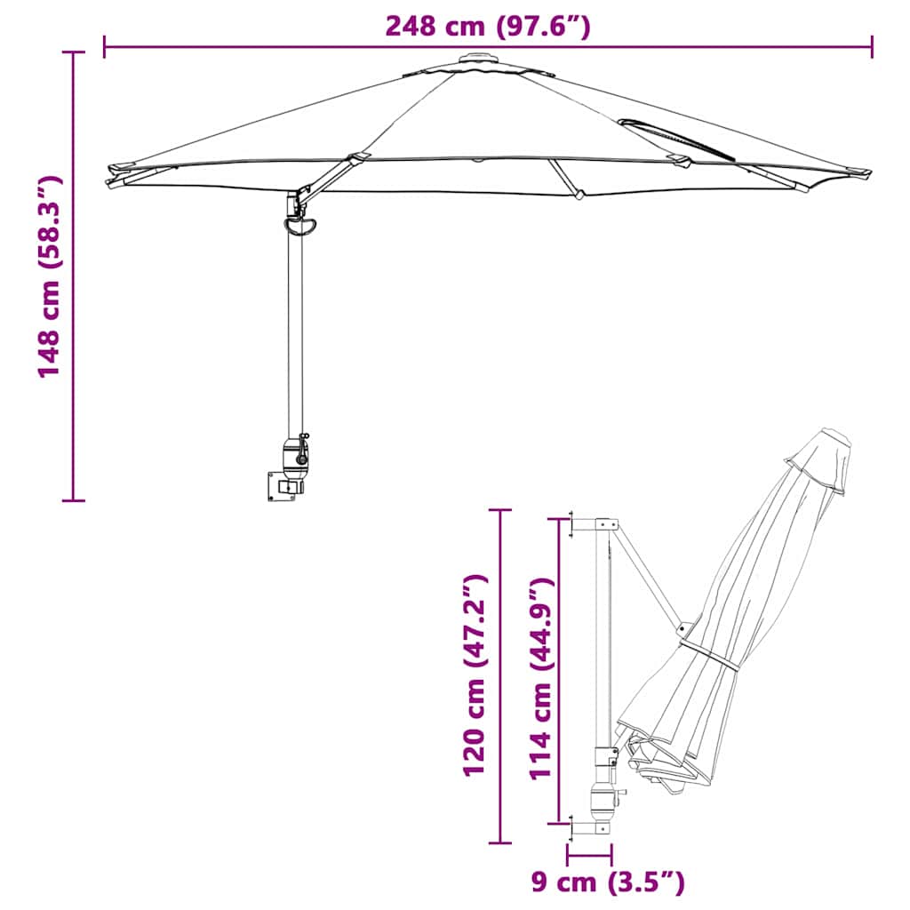 Garten-Sonnenschirm Sand 248 x 248 x 148 cm Polyester und Stahl
