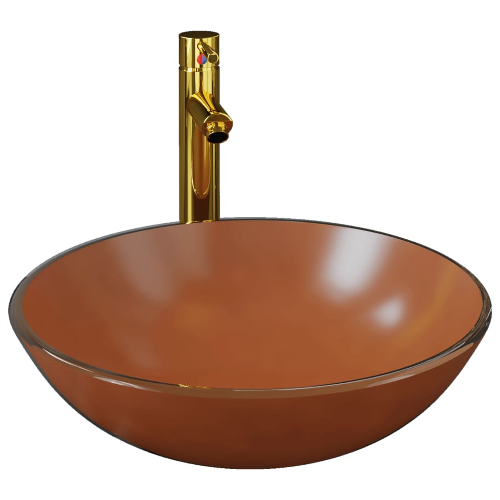 Waschbecken mit Armatur und Ablaufgarnitur Hartglas