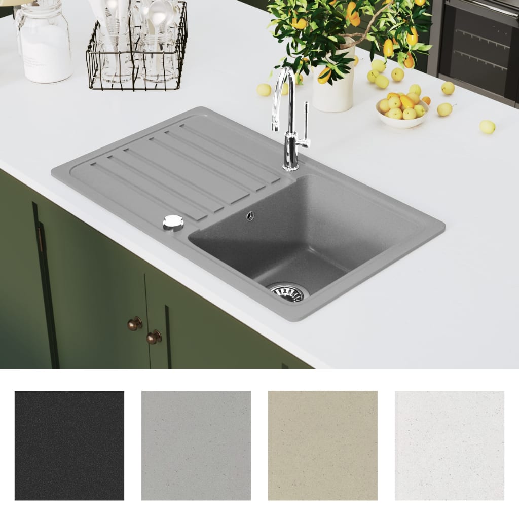 Granitspüle mit Abtropffläche Reversibel Schwarz