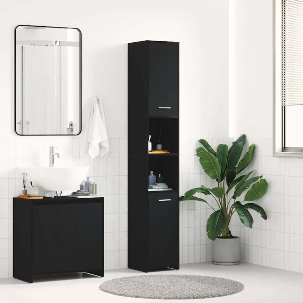 Badezimmerschrank Weiß 30x30x183,5 cm Holzwerkstoff
