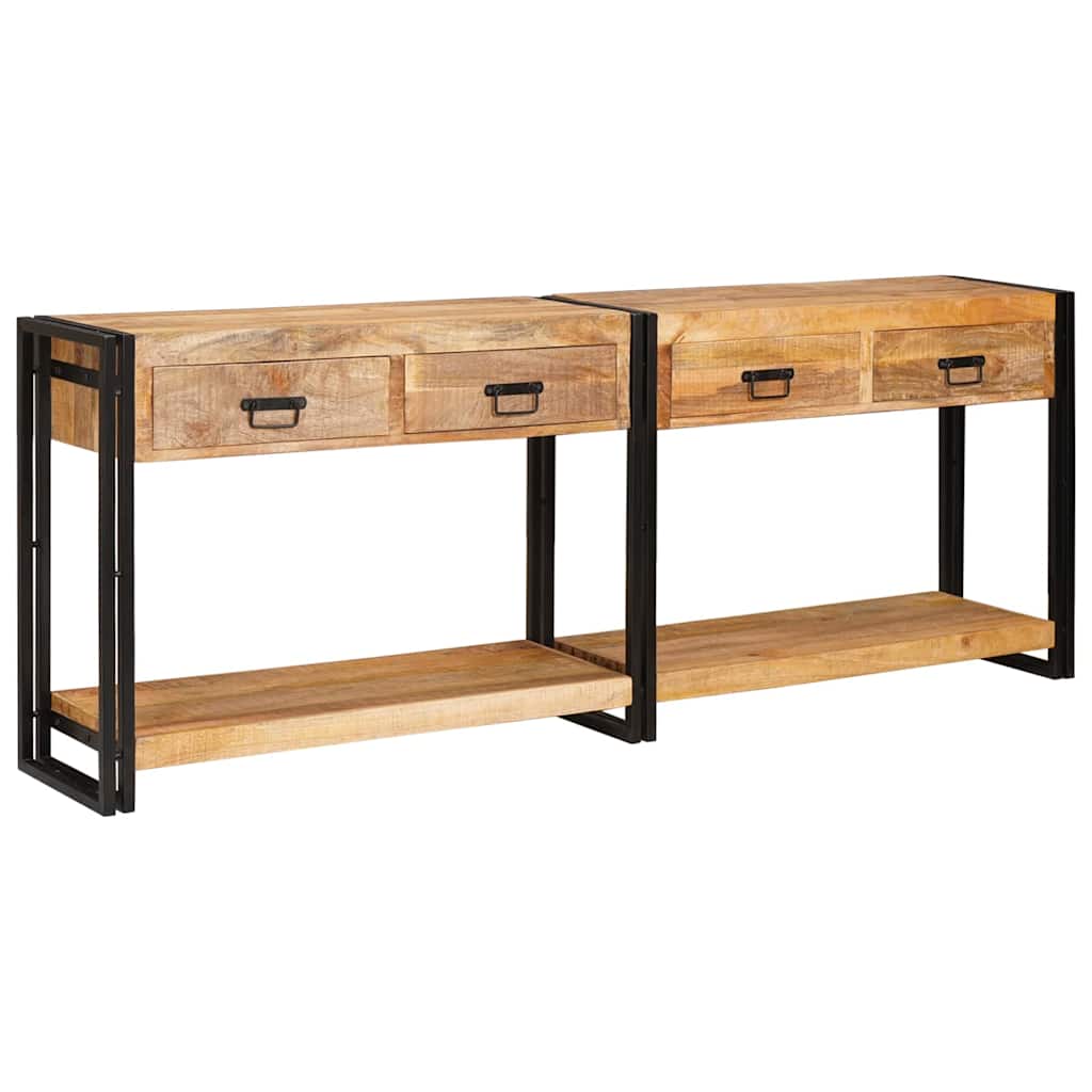 Konsolen-Tische 2 pcs Braun 161 x 33 x 75 cm Massivholz Mango