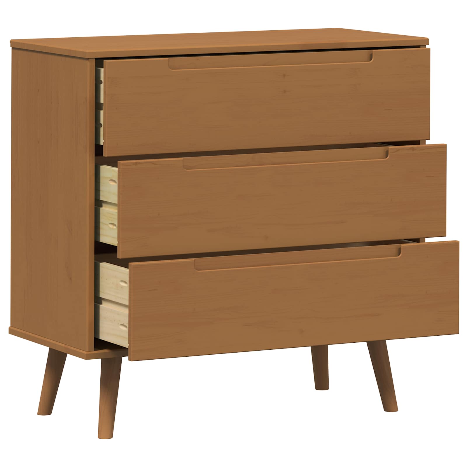 Schubladenschrank MOLDE Braun 80x40x80 cm Massivholz Kiefer