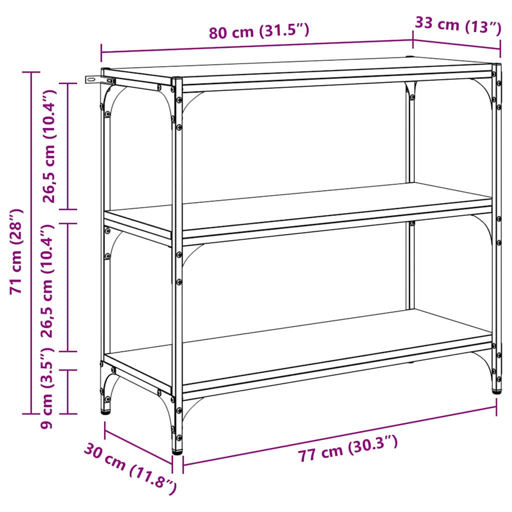 Bücherregal Schwarz 40x33x70,5 cm Holzwerkstoff und Stahl