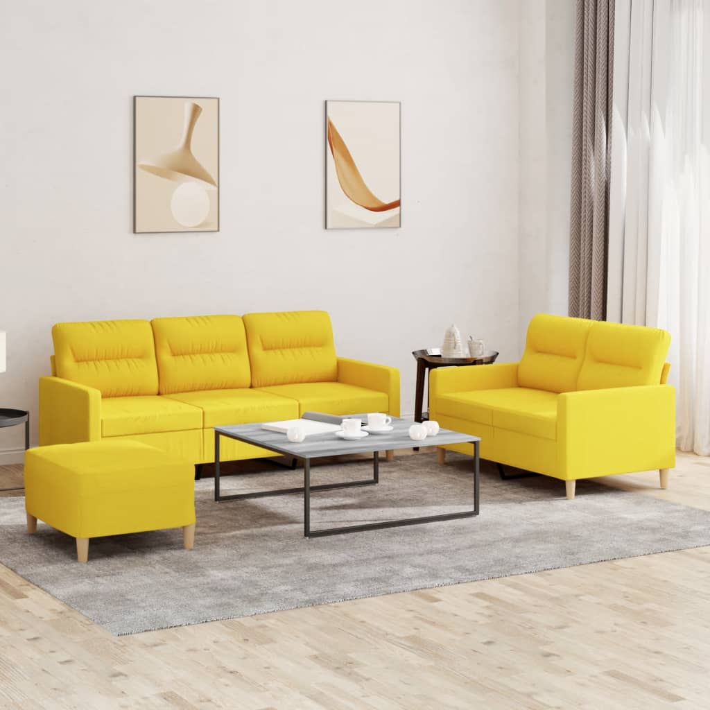 3-tlg. Sofagarnitur mit Kissen Taupe Stoff