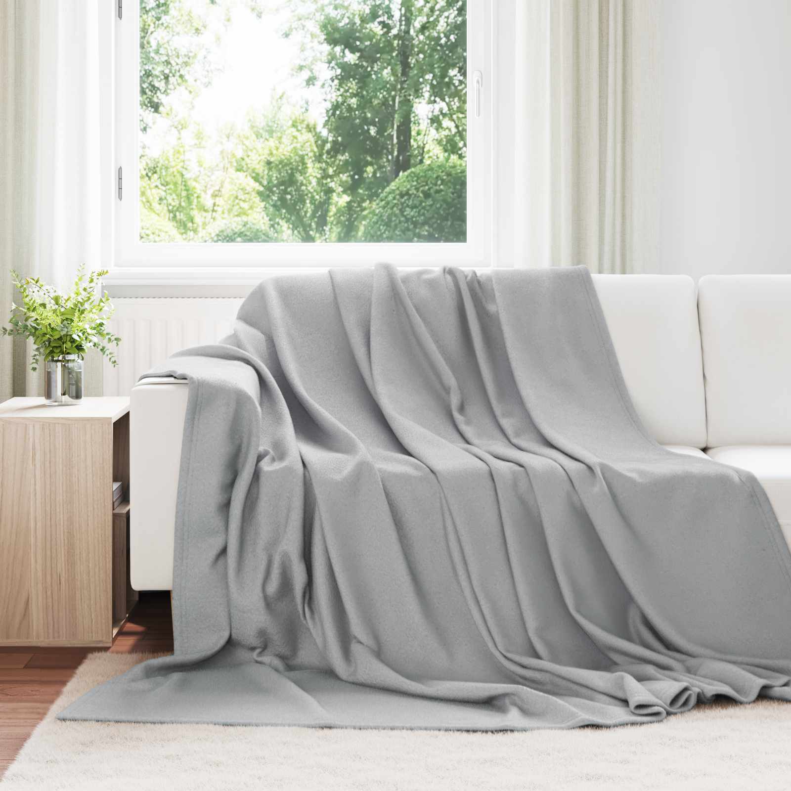 Überwurfdecke Beige 170 x 130 cm Fleece