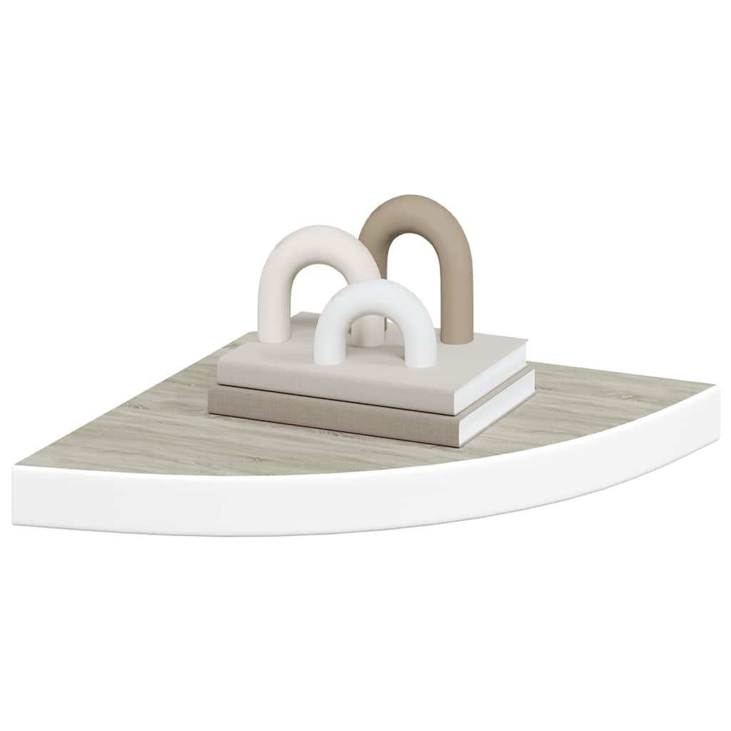 Schwebende Eckregale 2 Stk. Hochglanz-Weiß 25x25x3,8 cm MDF