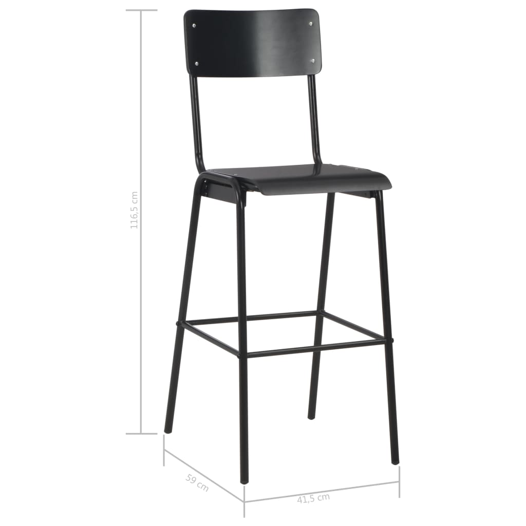 Barhocker 4 Stk. Massives Sperrholz Stahl