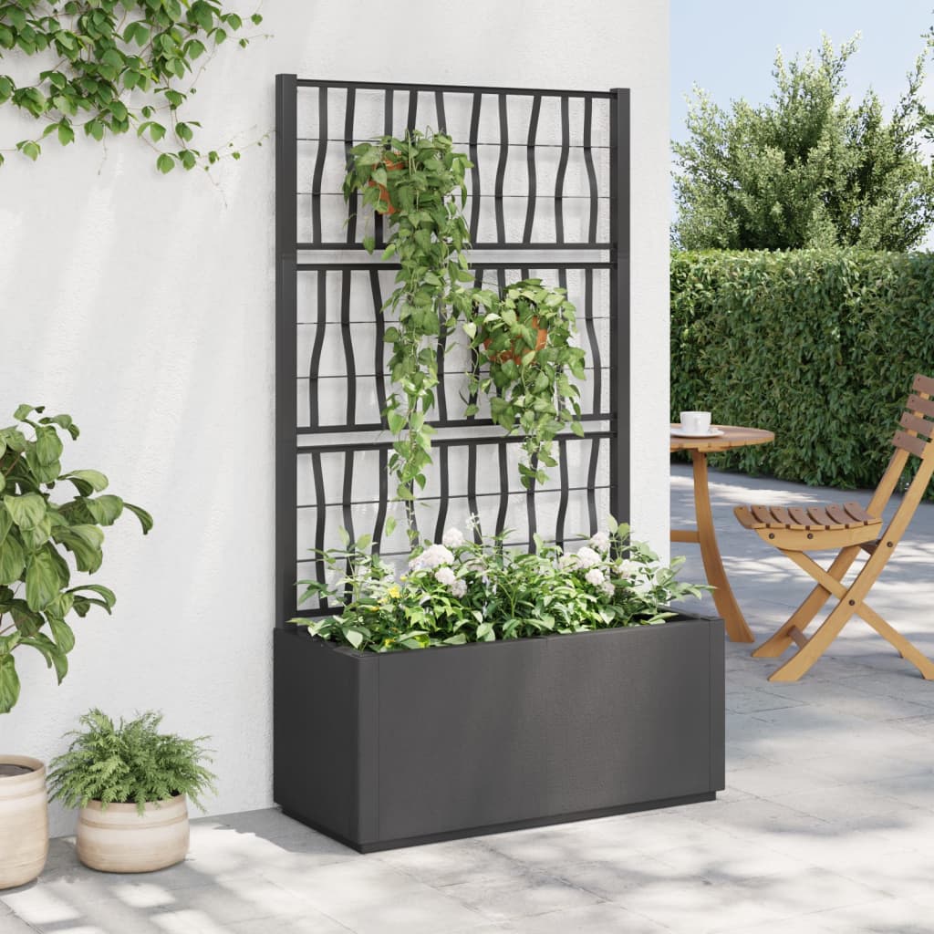 Gartenpflanzer mit Gitter Weiß 36 x 36 x 140 cm PP