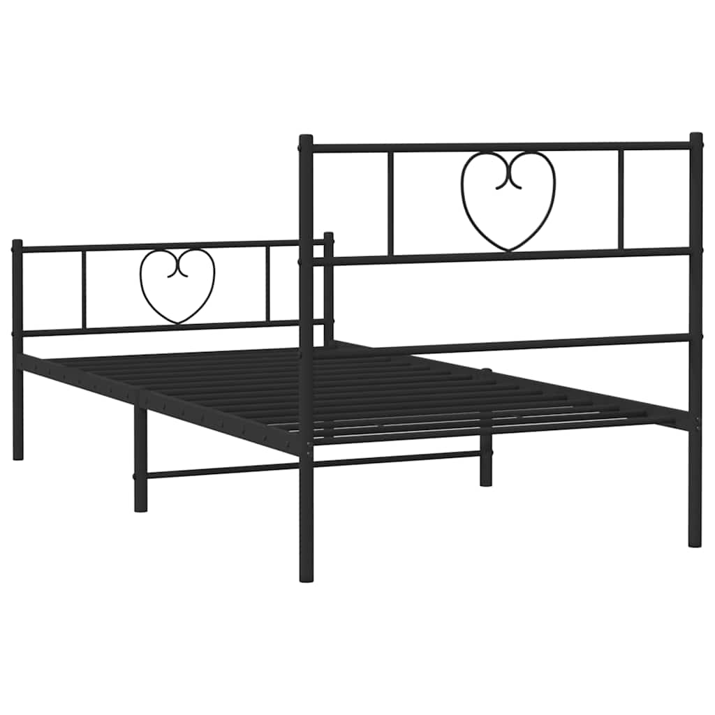 Bettgestell mit Kopfteil Metall Schwarz 100x190 cm