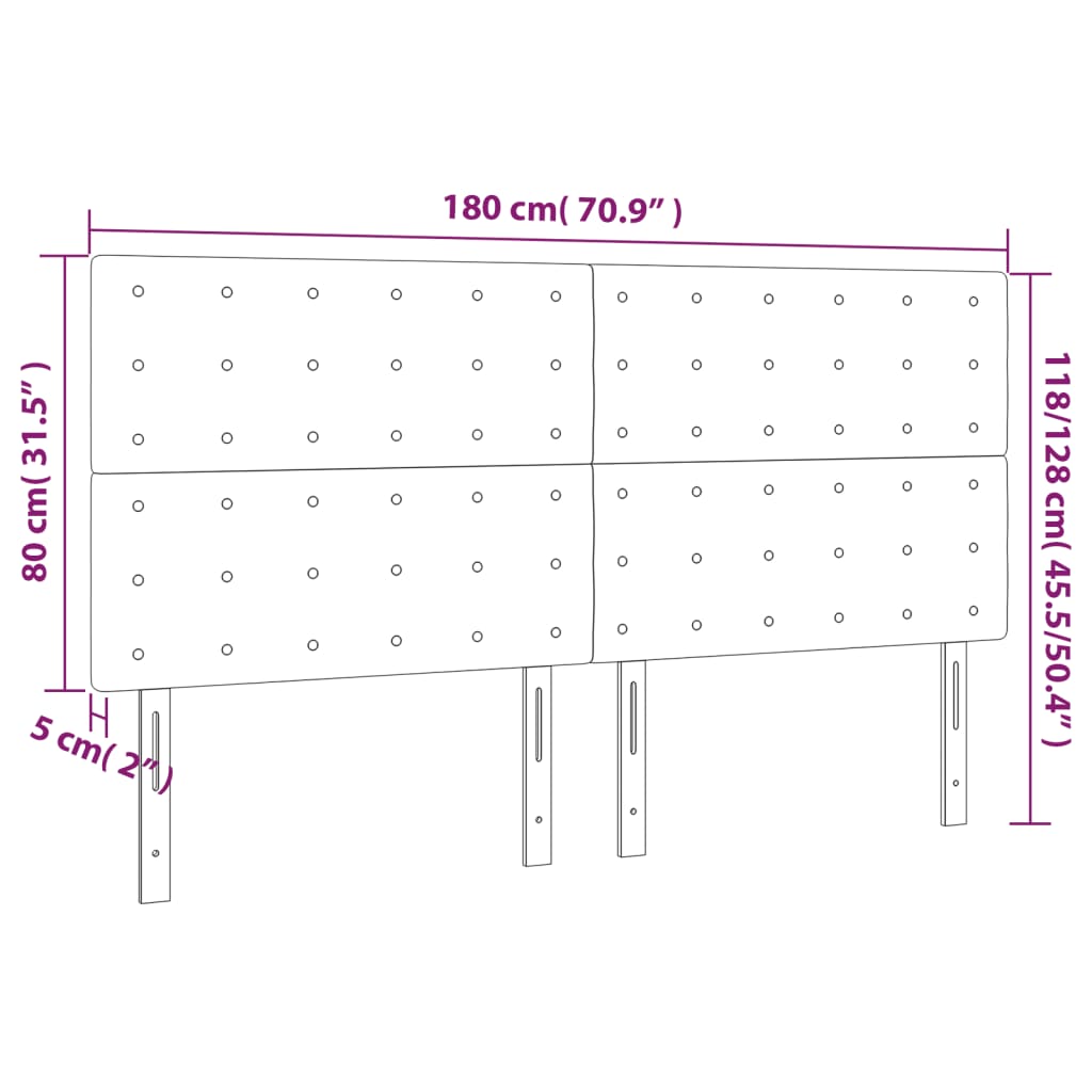Kopfteil Hellgrau 80x5x118/128 cm Samt