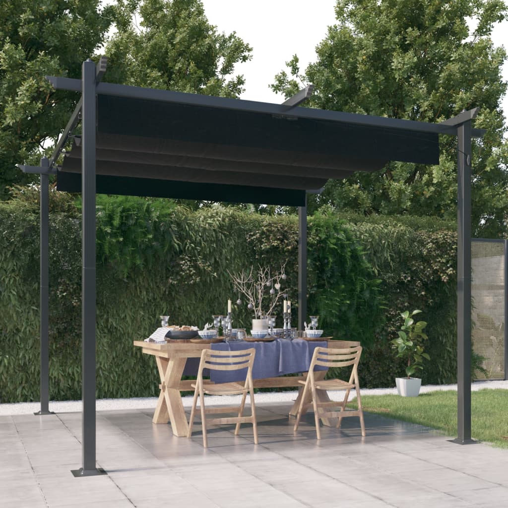 Pavillon mit Ausziehbarem Dach 3x3 m Creme