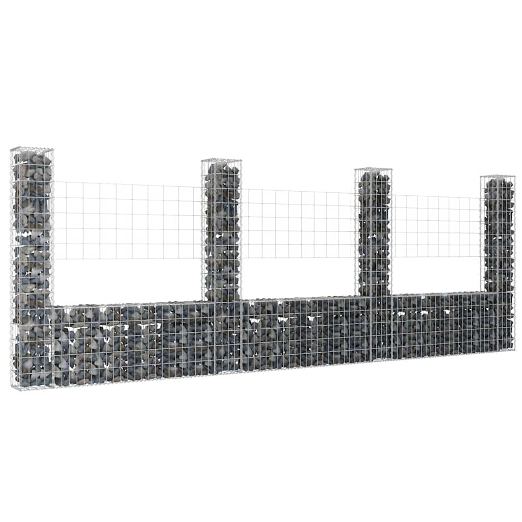 Gabionenkorb U-Form mit 2 Säulen Eisen 140x20x150 cm