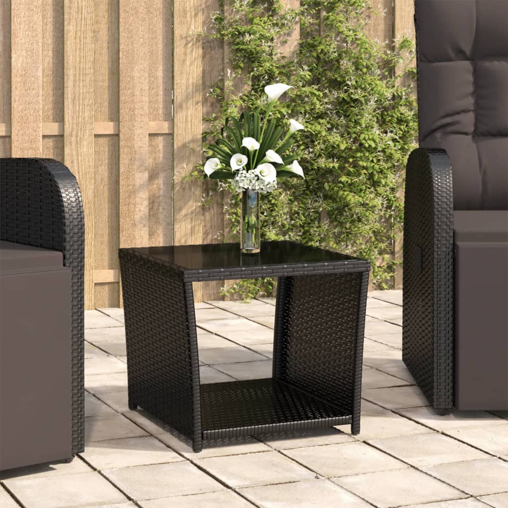 Beistelltisch mit Holzplatte Grau Poly Rattan & Akazienholz