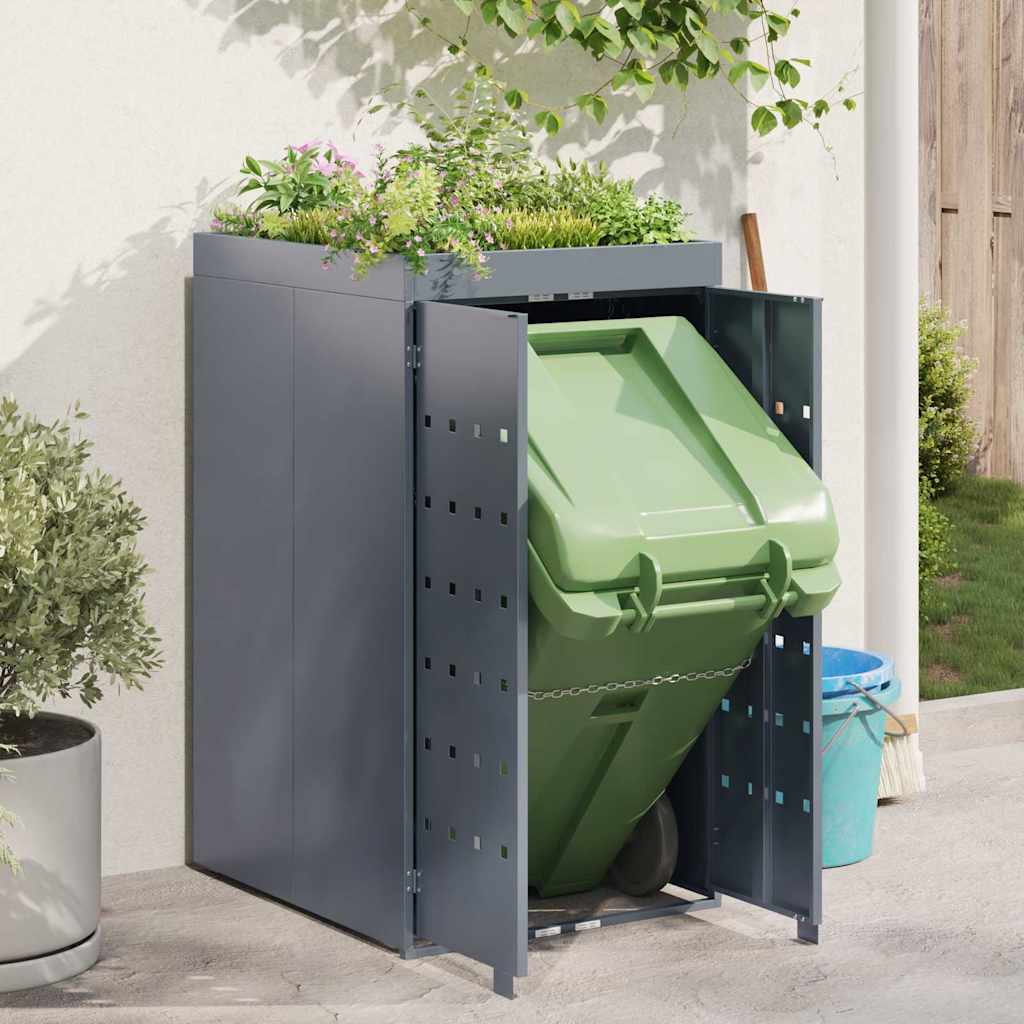 Mülltonnenbox für 2 Tonnen Schwarz 138x79x117 cm Stahl