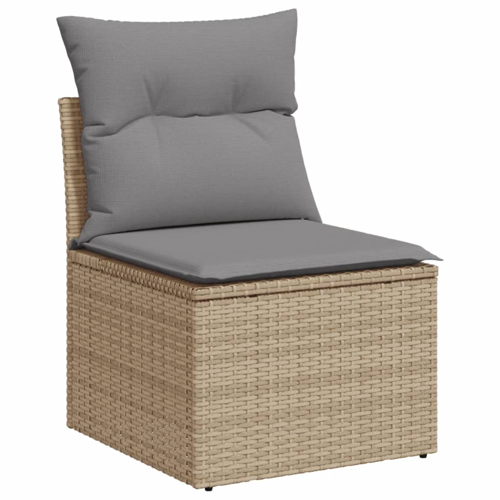 10-tlg. Garten-Sofagarnitur mit Kissen Schwarz Poly Rattan