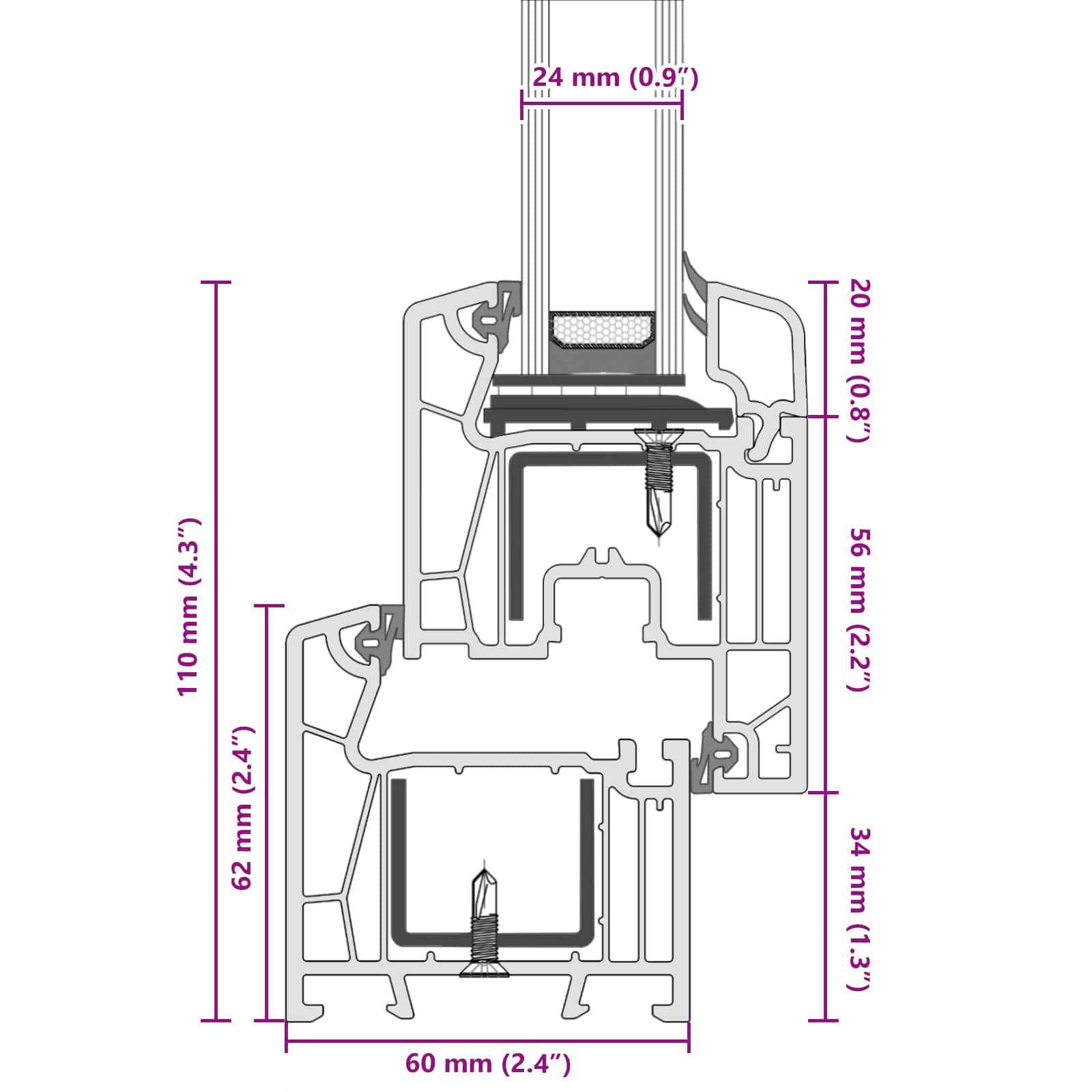 Kellerfenster RISOR 60 x 40 cm PVC und Glas Weiß