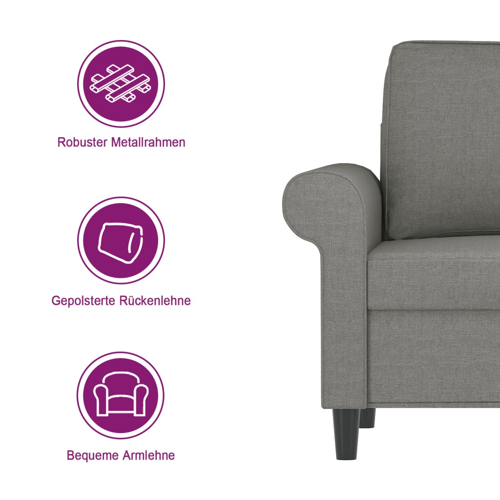 2-Sitzer-Sofa Hellgrau 120 cm Stoff