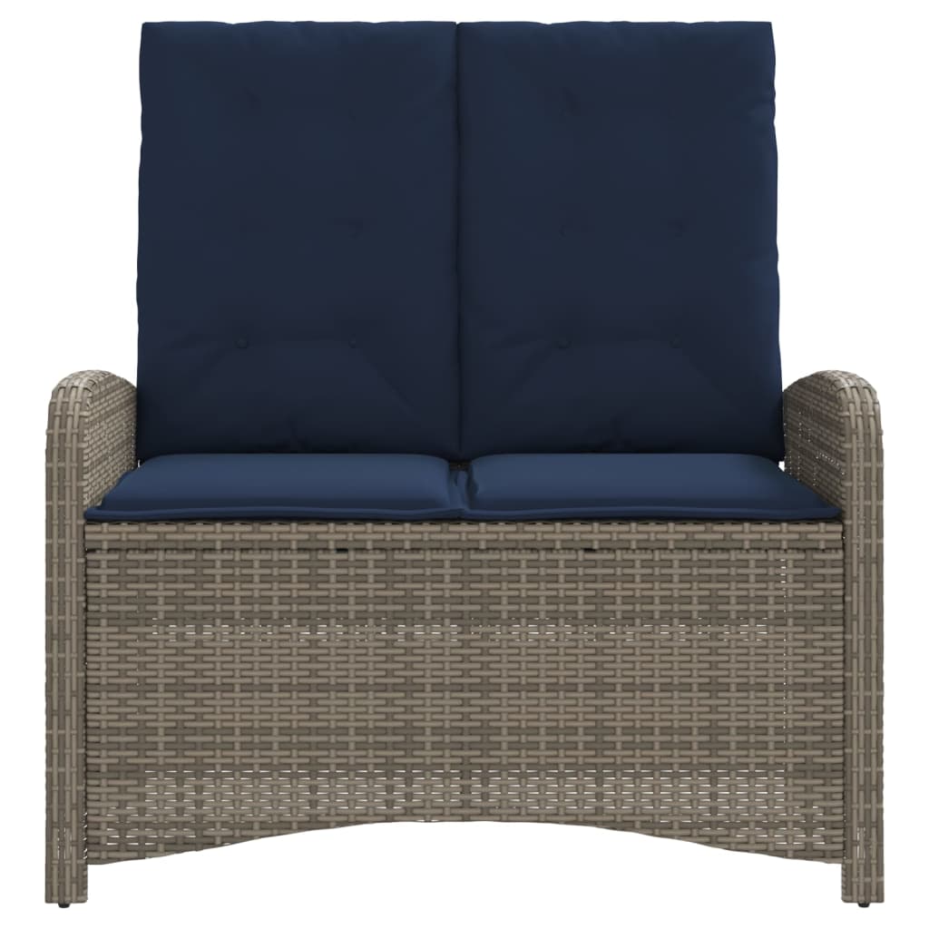 Gartenbank Verstellbar mit Kissen Braun Poly Rattan