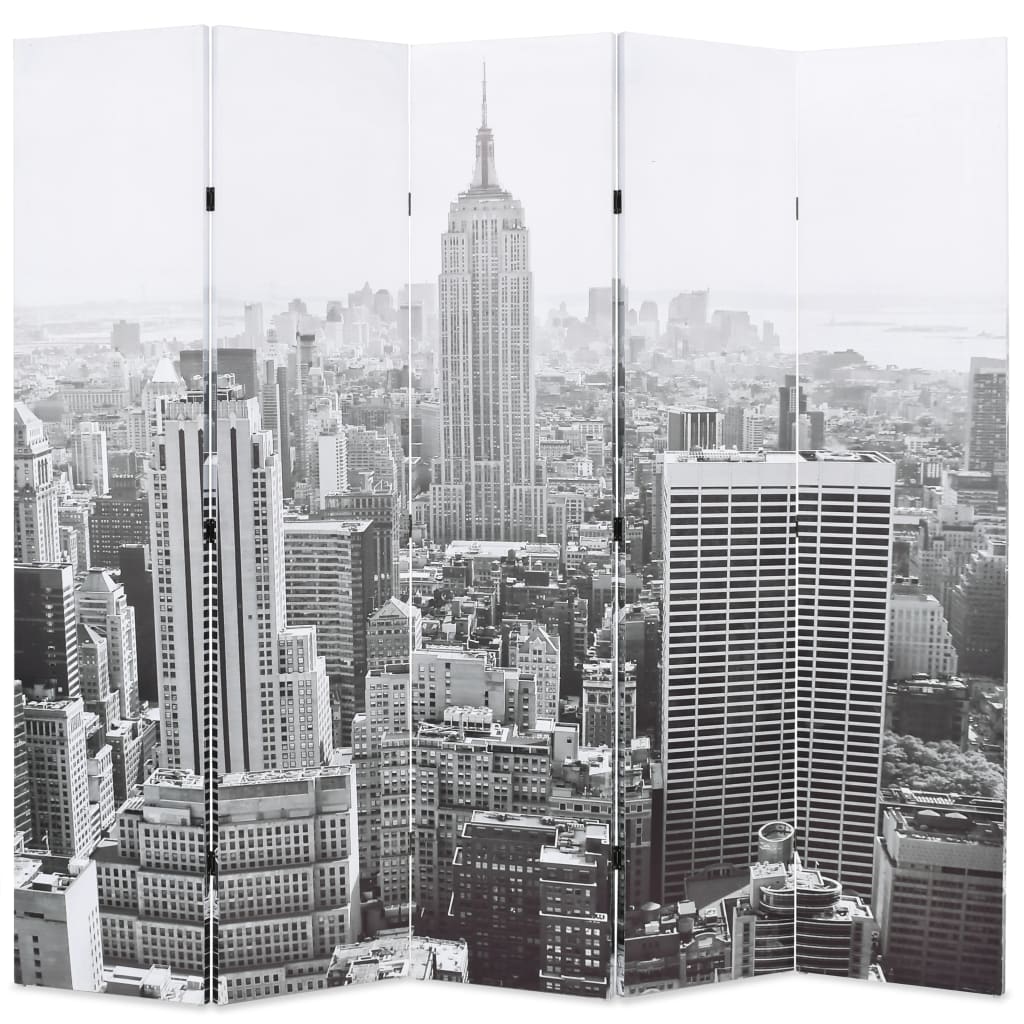 Raumteiler klappbar 120 x 170 cm New York bei Tag Schwarz-Weiß
