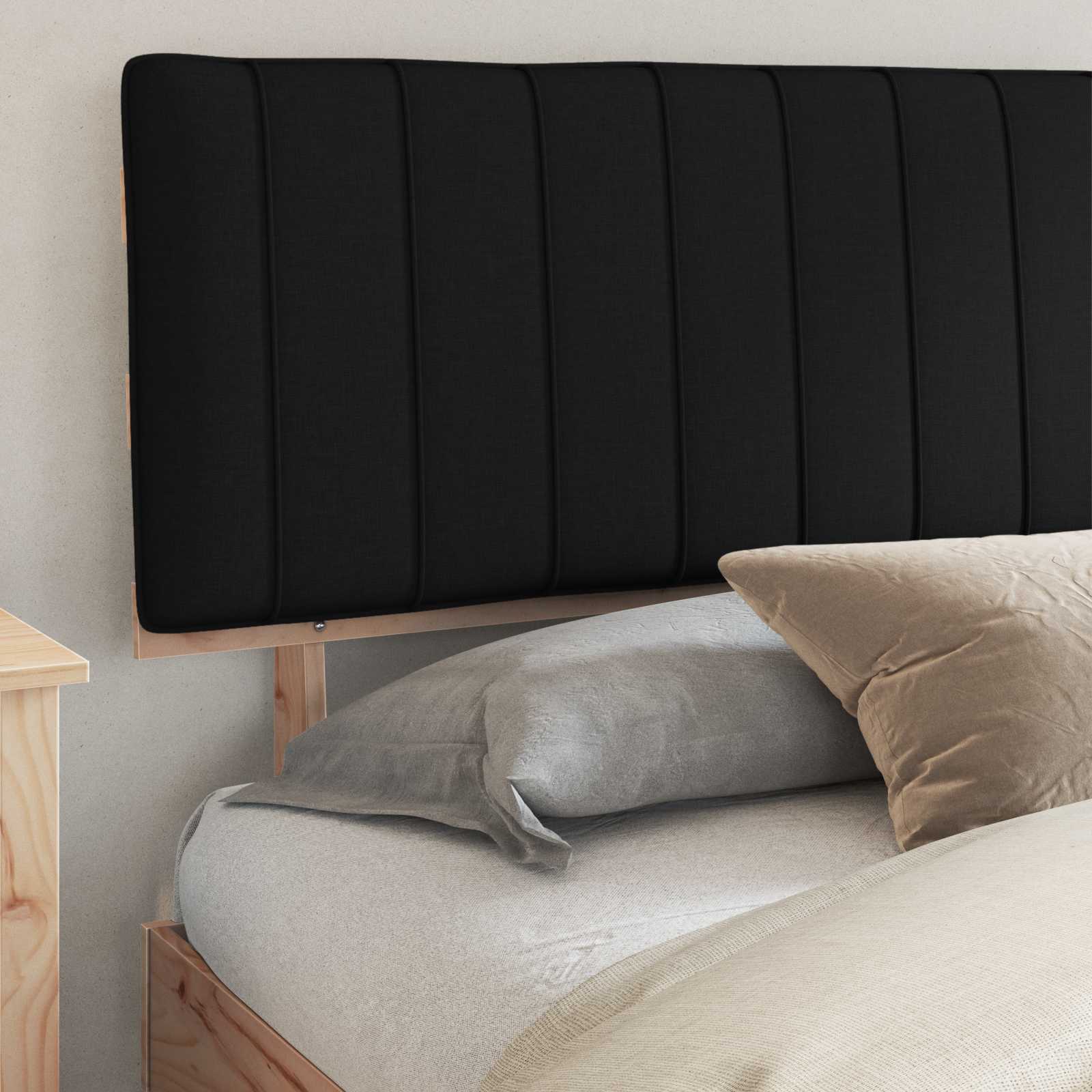 Bettgestell mit gepolstertem Kopfteil Hellgrau 200 x 200 cm