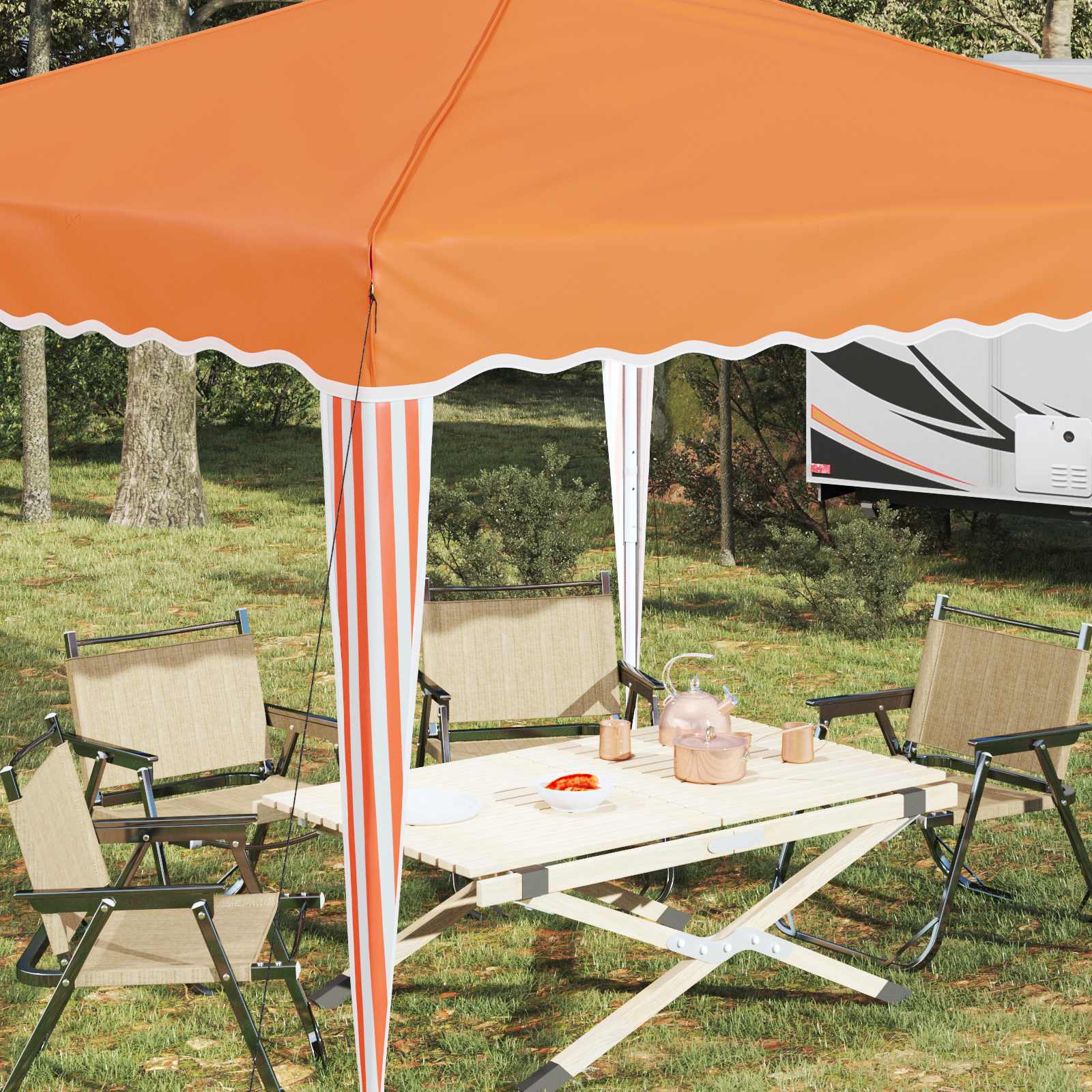 Pop-up Partyzelt 288 x 288 x 245 cm Creme Oxford-Stoff