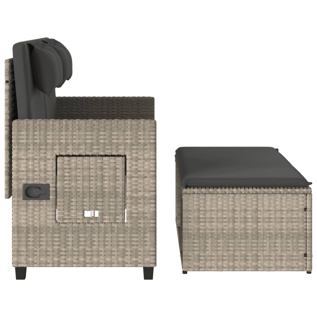 Gartenbank Verstellbar mit Kissen Schwarz Poly Rattan