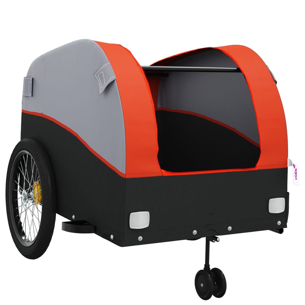 Fahrradanhänger Schwarz und Orange 30 kg Eisen