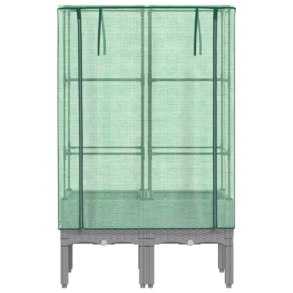Hochbeet mit Gewächshaus-Aufsatz Rattan-Optik 40x40x140 cm