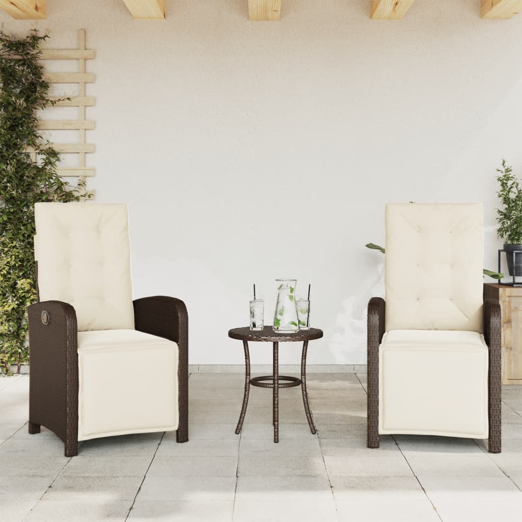 Gartensessel mit Fußteil Verstellbar Schwarz Poly Rattan