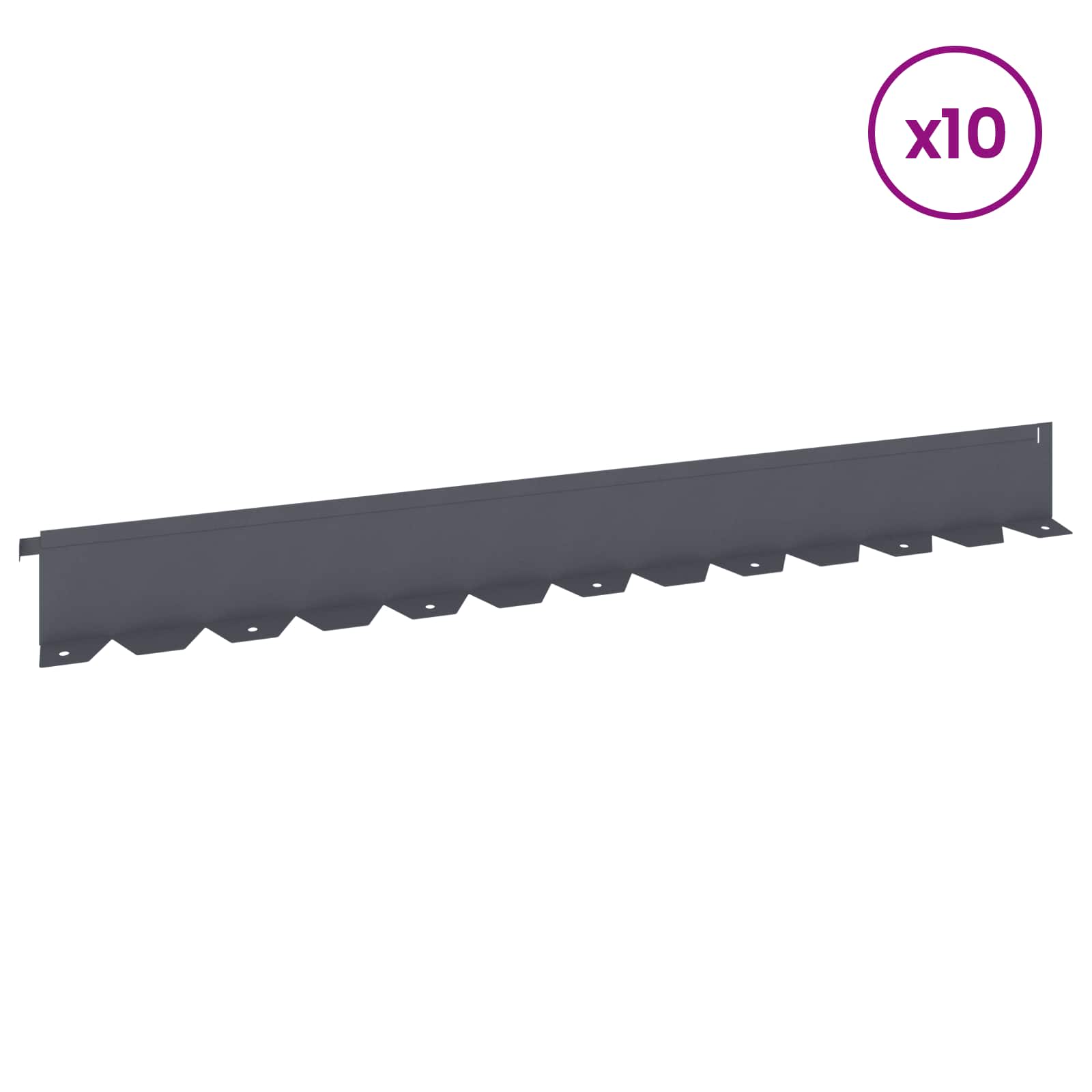 Raseneinfassung 10 pcs 102 x 4 x 4 cm Stahl Schwarz