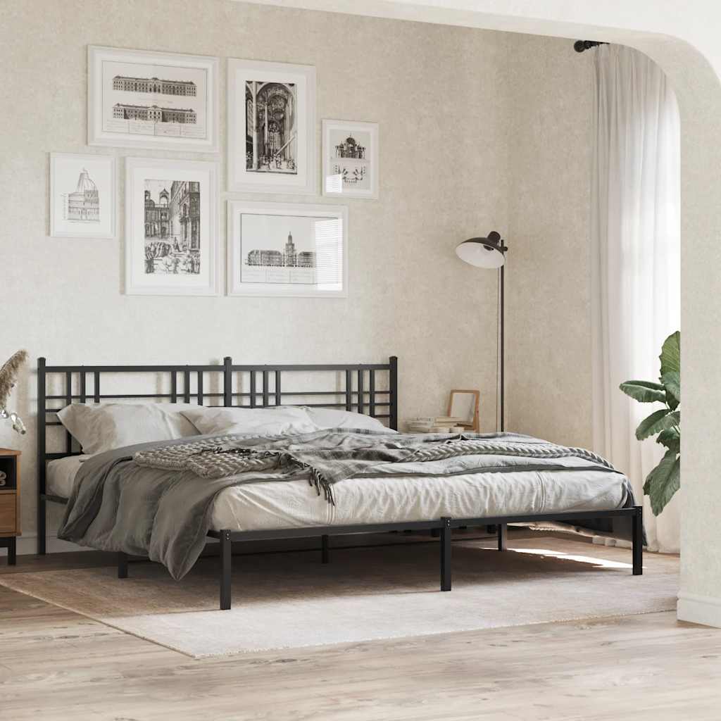 Bettgestell mit Kopf- und Fußteil Metall Schwarz 90x200 cm
