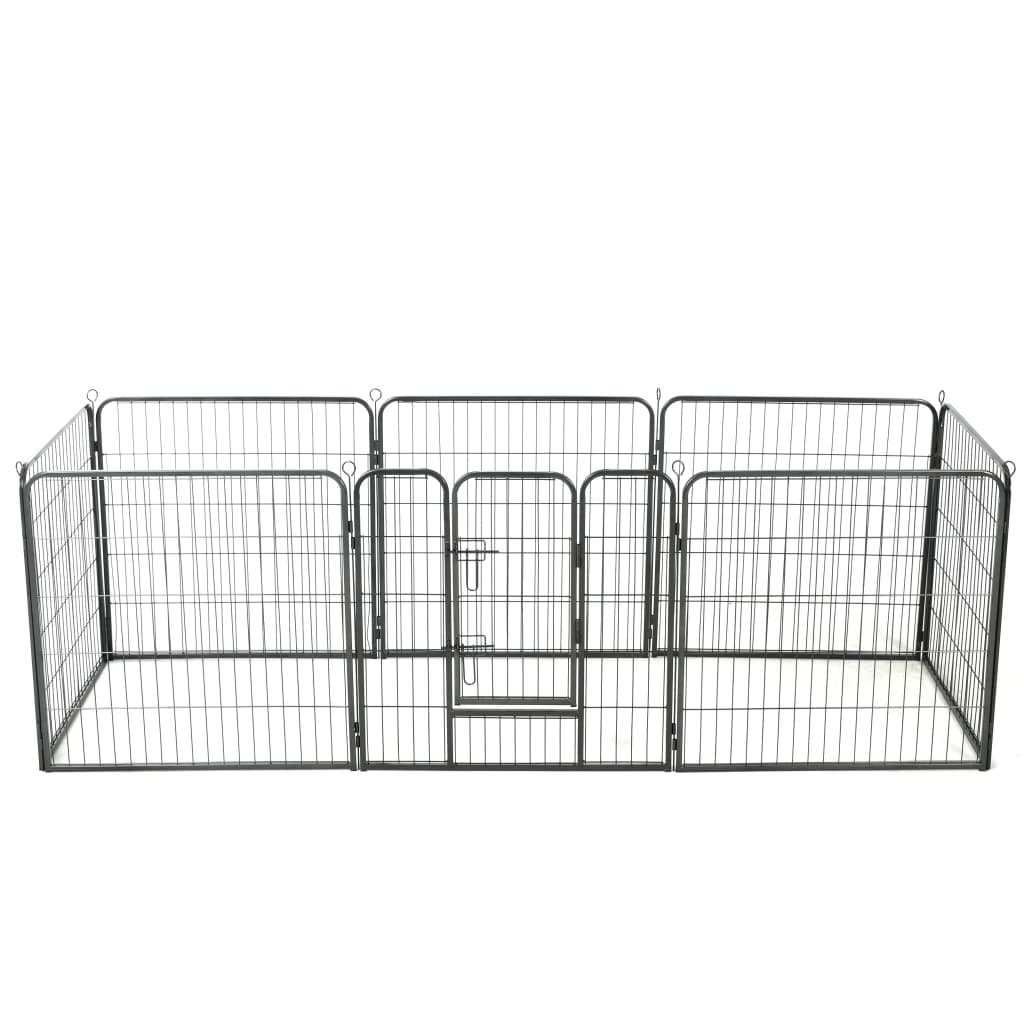 Hunde-Laufgitter 8 Paneele Stahl 60 x 80 cm Schwarz