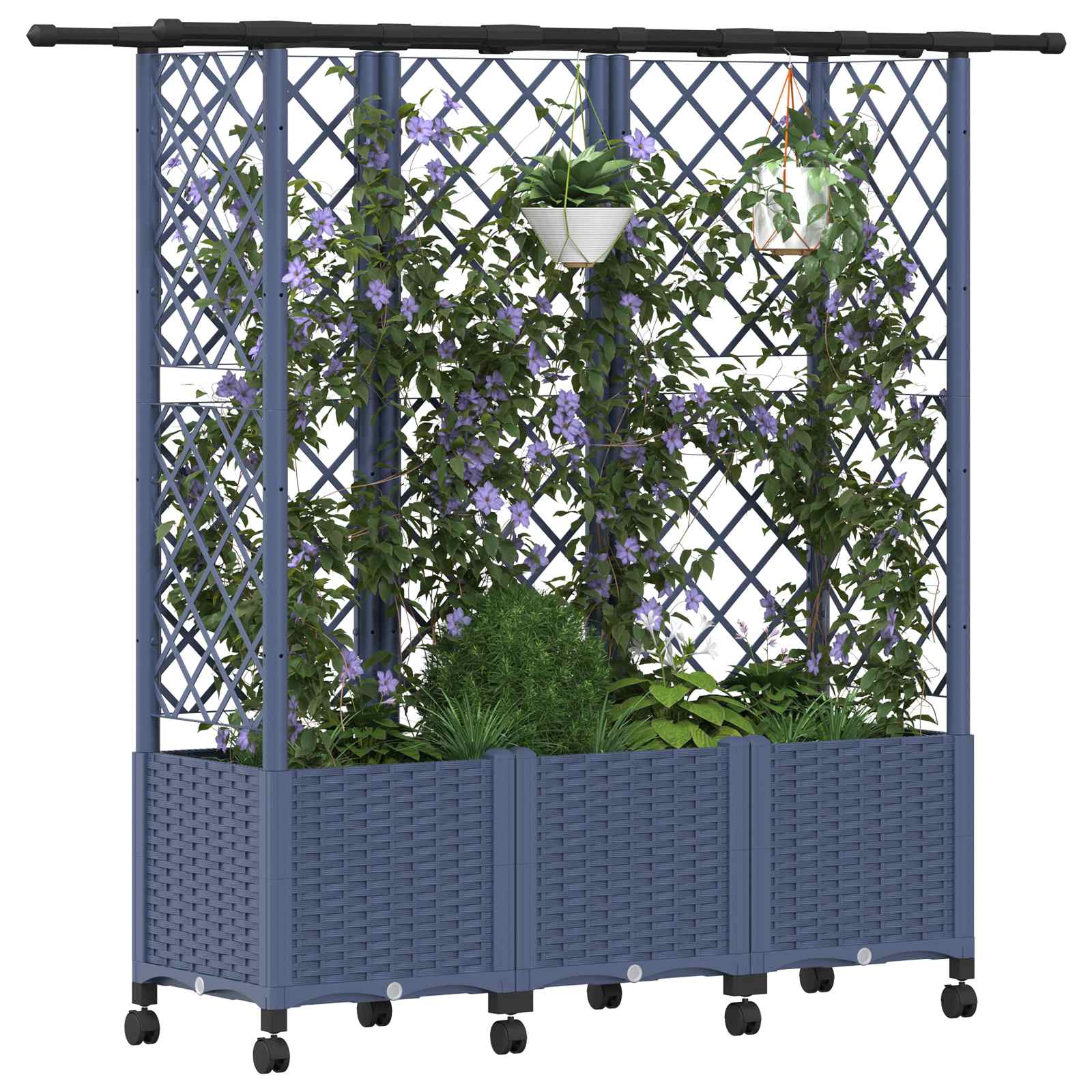 Hochbeet mit Rankgitter und Dach Braun 124 x 40 x 123 cm PP