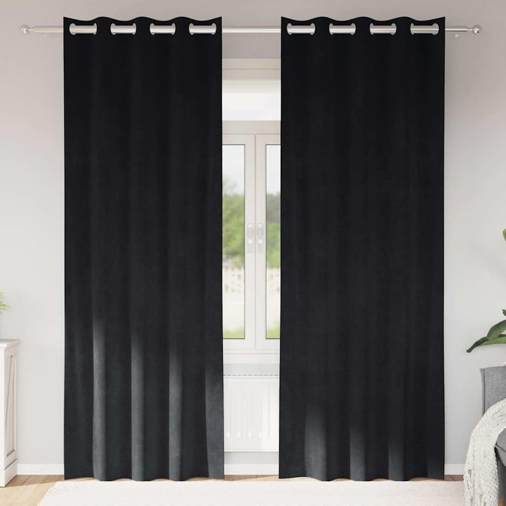 Verdunkelungsvorhänge 2 pcs Schwarz 140 x 140 cm Samt