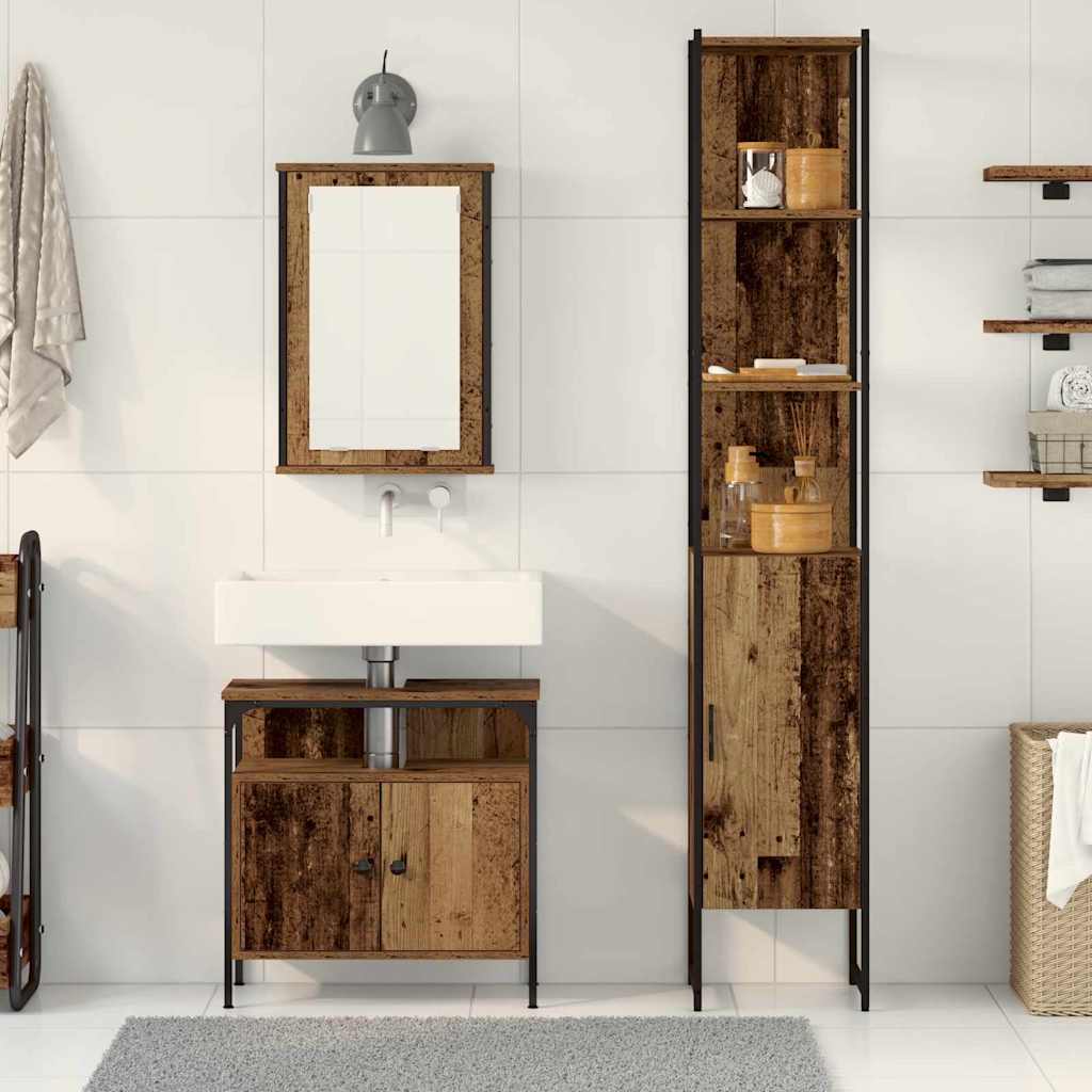 3-tlg. Badmöbel-Set Räuchereiche Holzwerkstoff