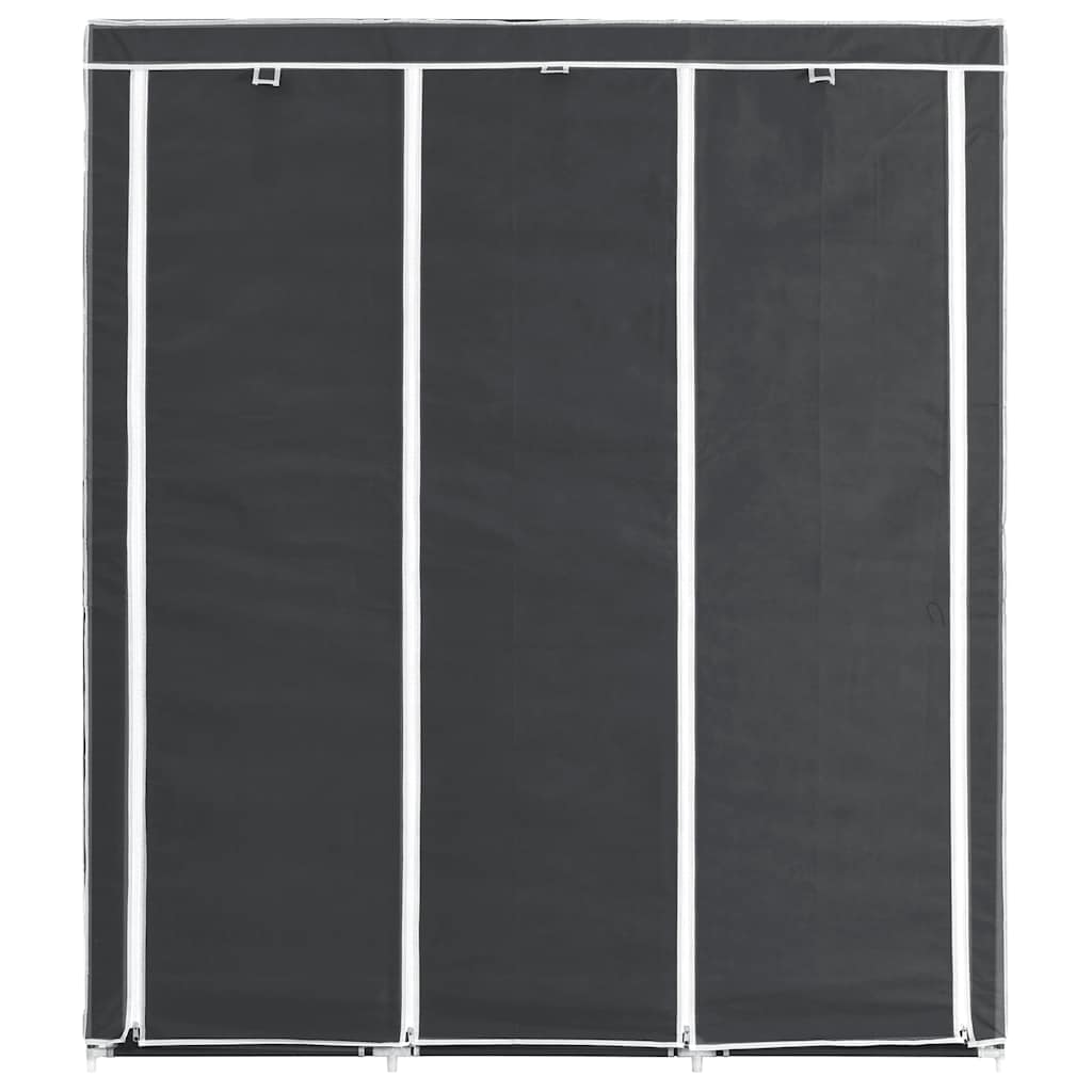 Kleiderschrank mit Fächern Stangen Schwarz 150x45x175cm Stoff