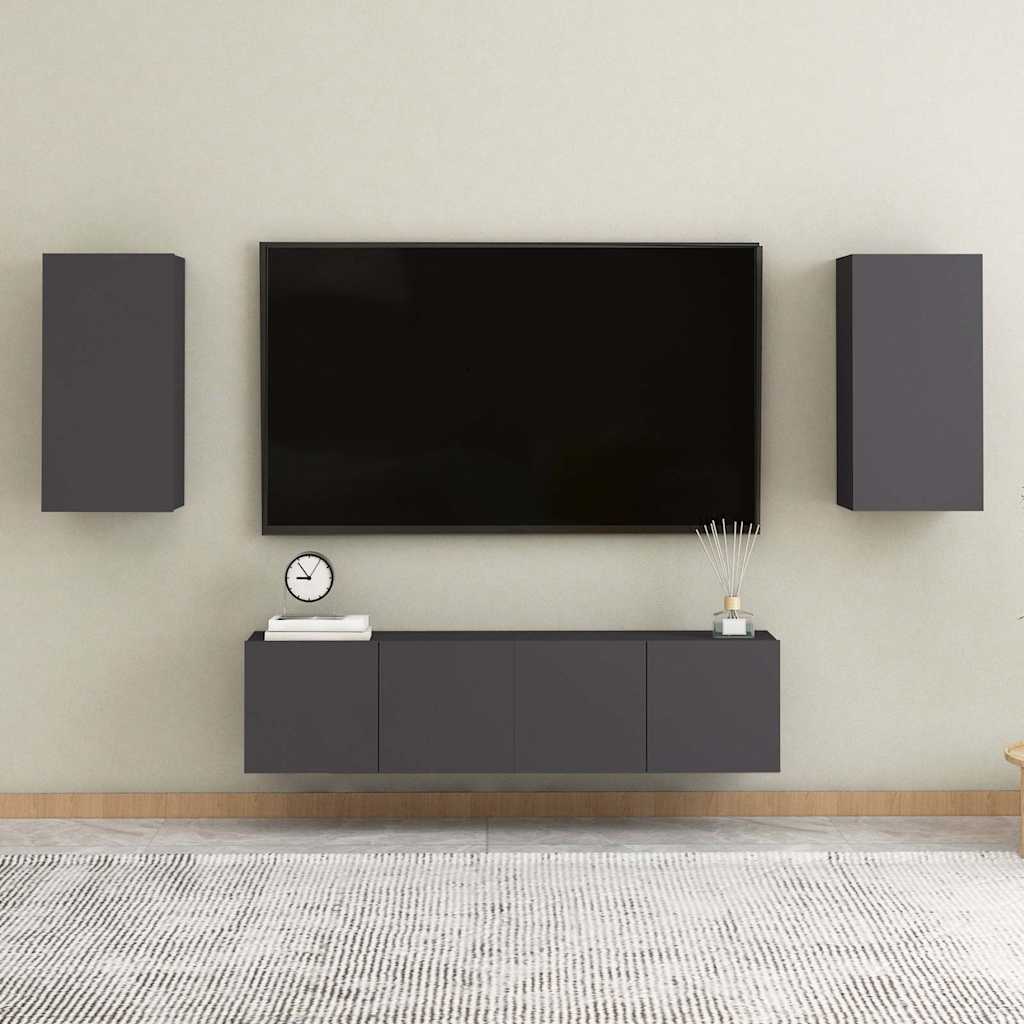 4-tlg. TV-Schrank-Set Weiß Holzwerkstoff