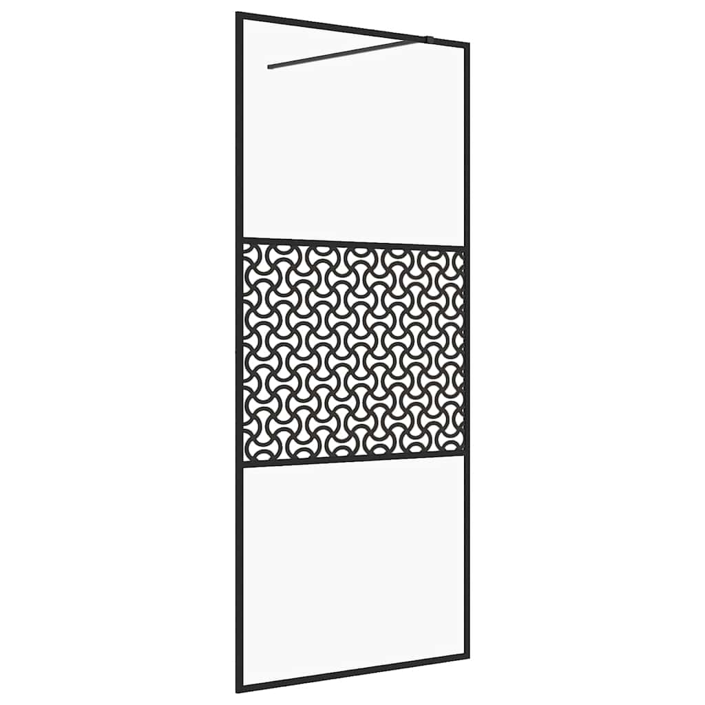 Duschwand für Begehbare Dusche Schwarz 100x195 cm ESG-Glas Klar