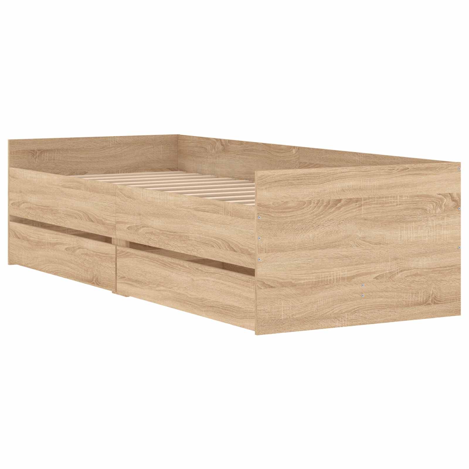 Bett mit Schubladen Braun Eiche-Optik 75x190 cm