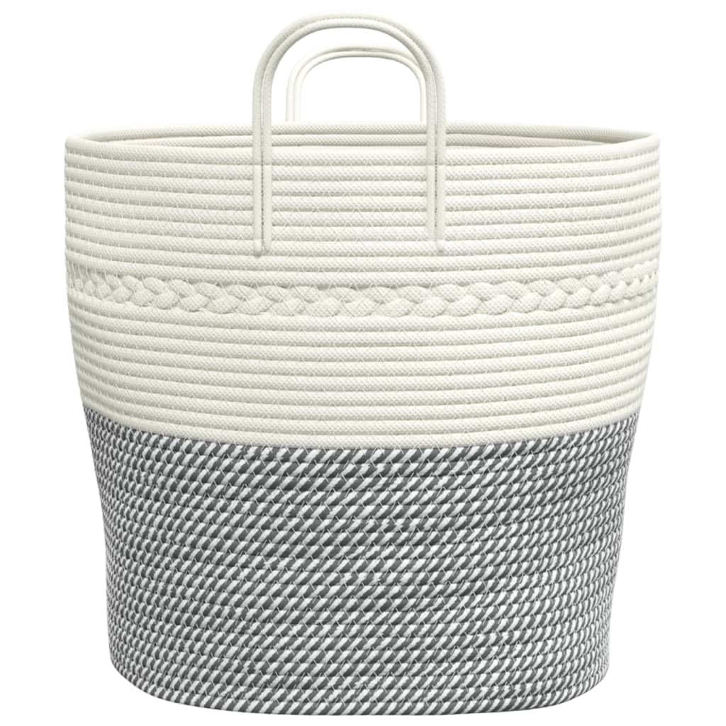 Aufbewahrungskorb Grau und Weiß Ø38x46 cm Baumwolle