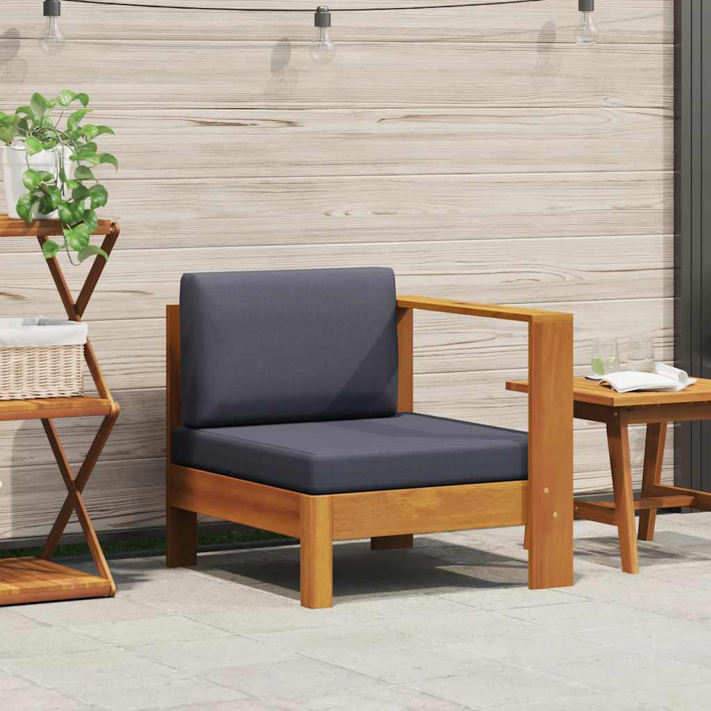 2-tlg. Garten-Lounge-Set mit Cremeweißen Kissen Akazienholz