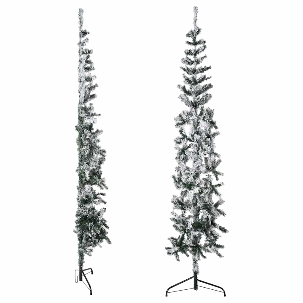 Künstlicher Halb-Weihnachtsbaum mit Ständer Schlank Weiß 180 cm
