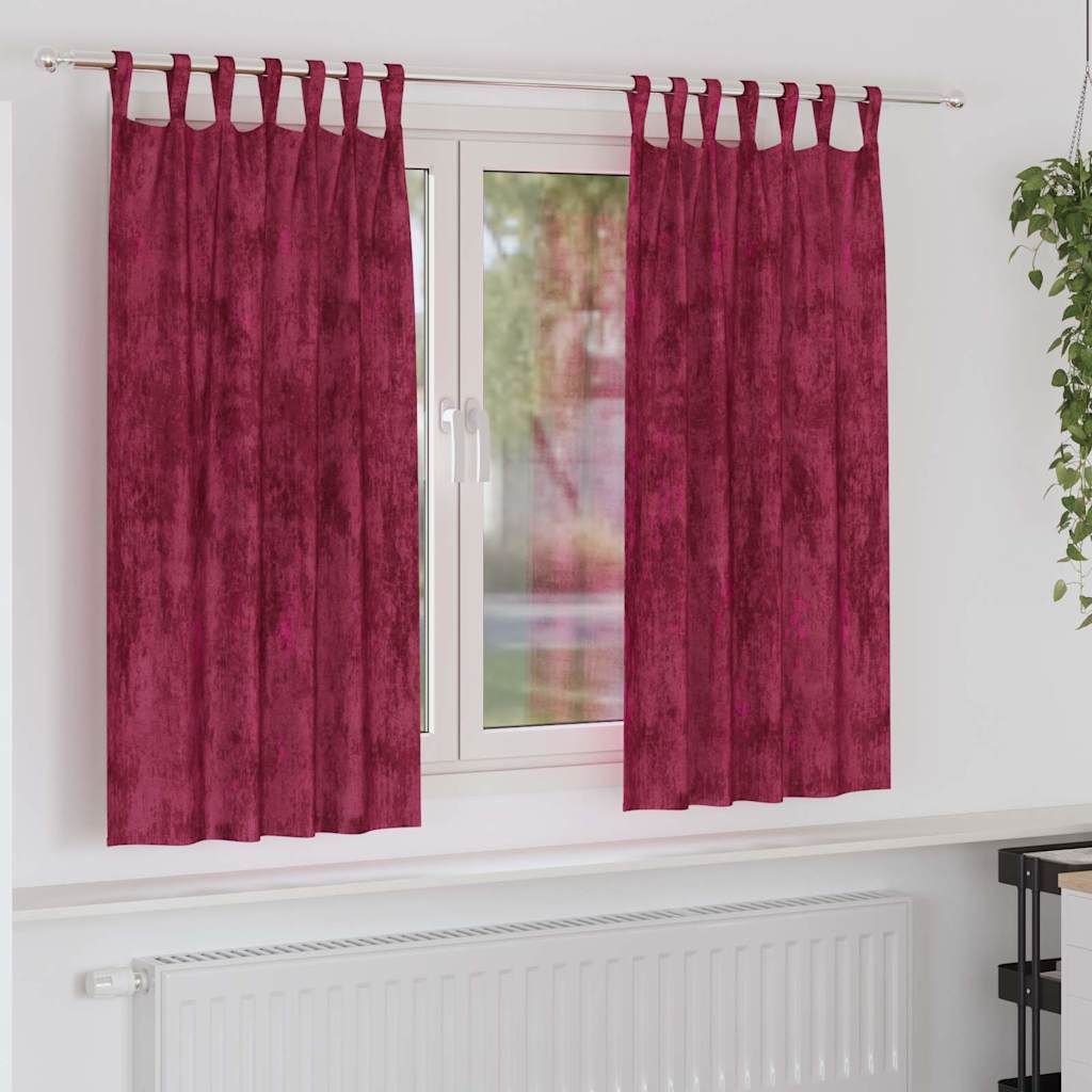 Samtvorhänge mit Vorhängen 2 pcs Weinrot 140 x 140 cm Samt