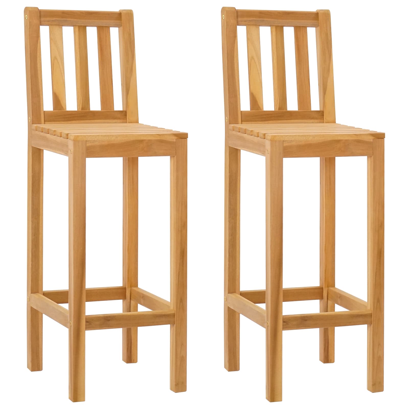 Barhocker 2 pcs Natur Massivholz Teak