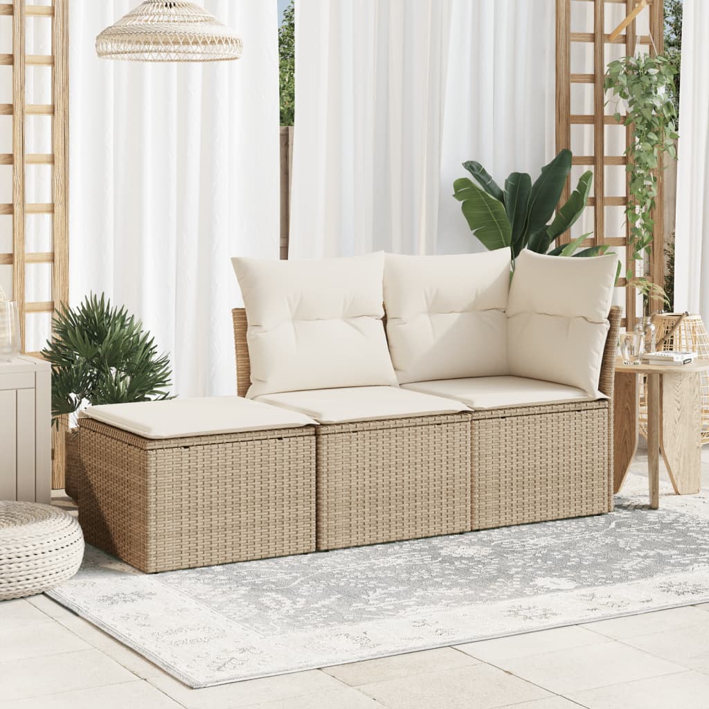Gartenhocker mit Kissen Schwarz 55x55x37 cm Poly Rattan