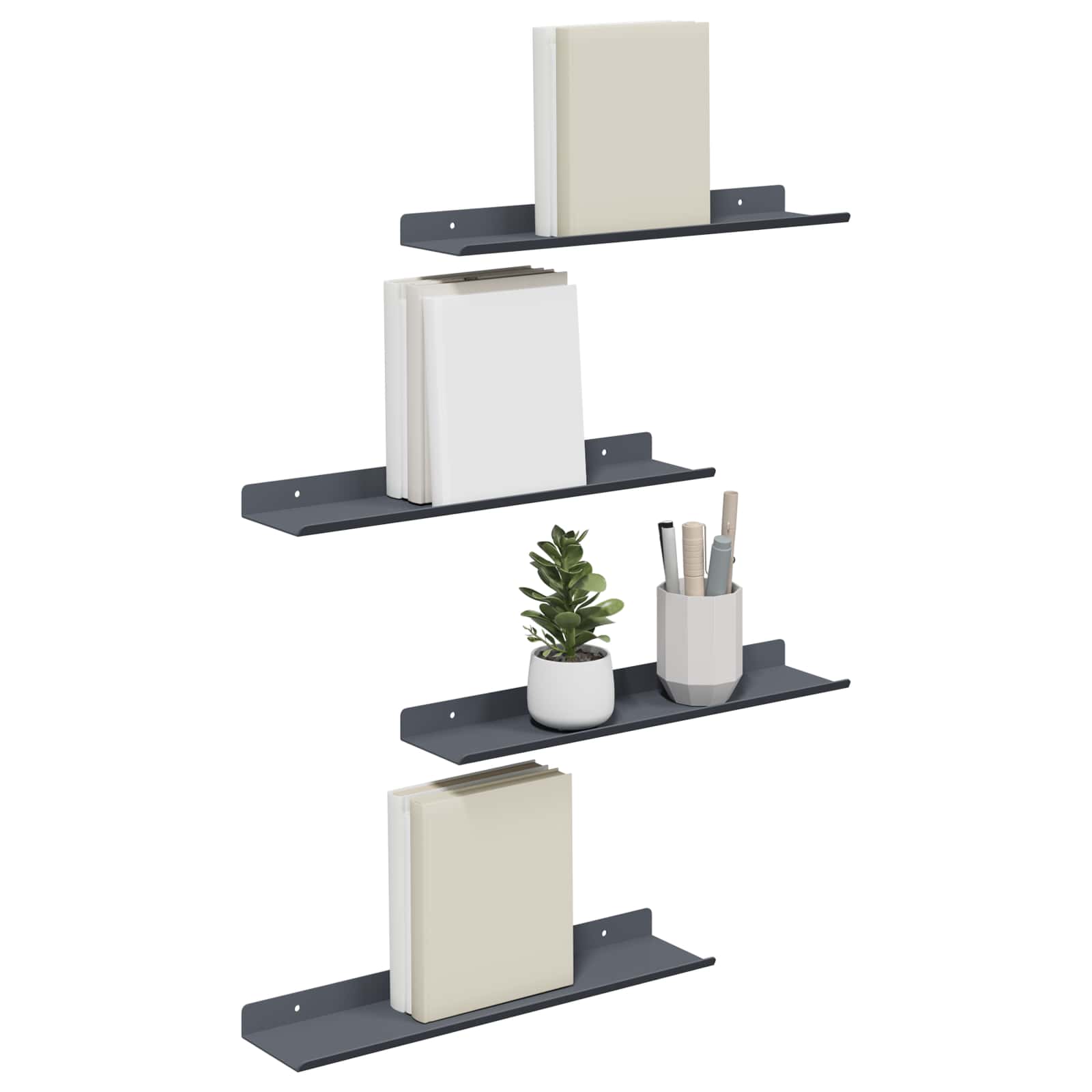Schwebendes Regal 3 pcs Schwarz 40 x 9 x 2,5 cm Stahl