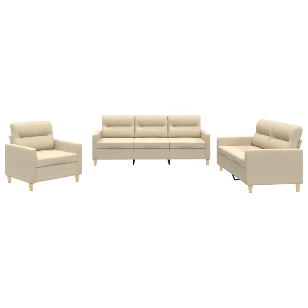 4-tlg. Sofagarnitur mit Kissen Taupe Stoff